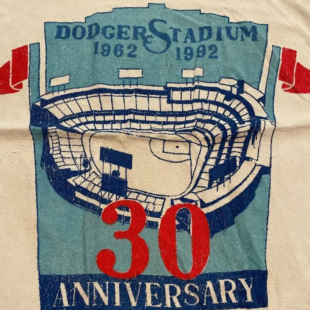 Vintage Los Angeles Dodgers 30th Anniversary Dodger Stadium Beach Towel 90s